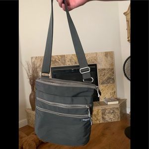 Baggallini Comrade 3-Zip Crossbody. Charcoal color. Used 3 times, like new.
